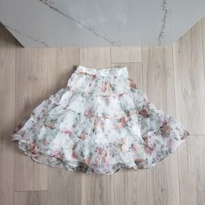 Chiffon Midi Skirt Womens S Paradise Garden